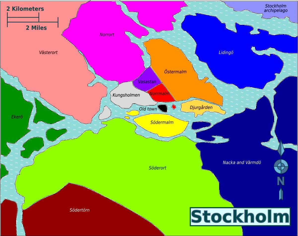 kort over Stockholm distrikter