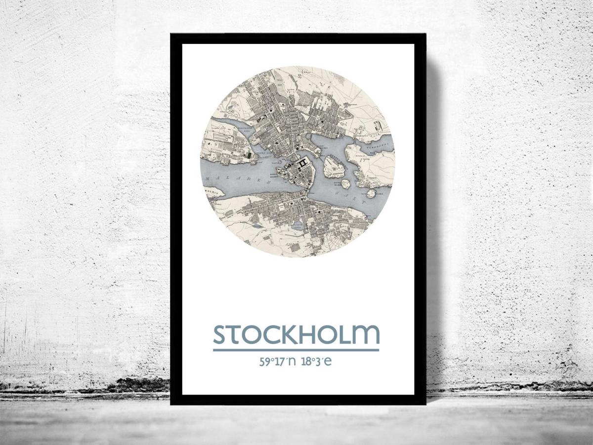 kort over Stockholm kort plakat