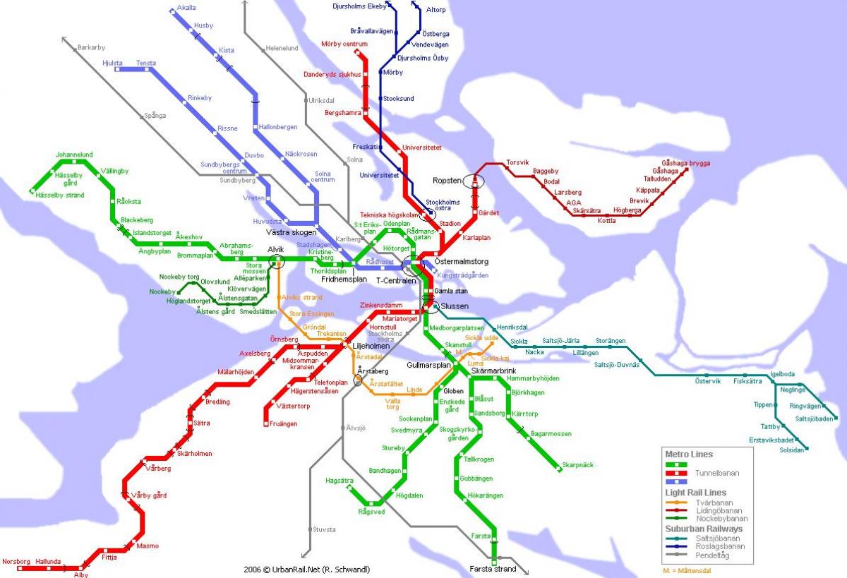 kort over Stockholm metro station
