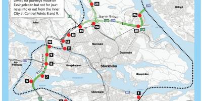 Kort over Stockholm trængselsafgift