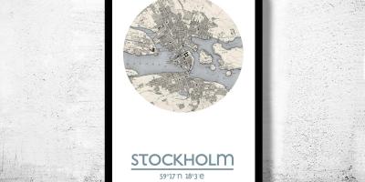 Kort over Stockholm kort plakat