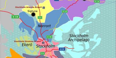 Kort over Stockholm, Sverige areal
